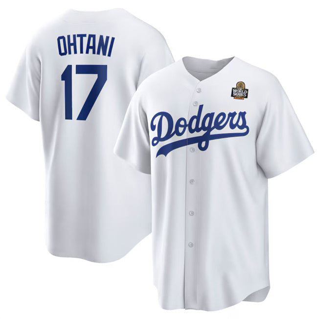 Los Angeles Dodgers #17 Shohei Ohtani White MIKSHPS 2024 World Series Cool Base Stitched Jersey