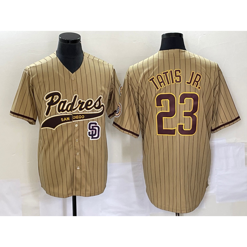 San Diego Padres #23 Fernando Tatis Jr Tan MIKSHPS NEW 2023 Cool Base Stitched Jersey 2