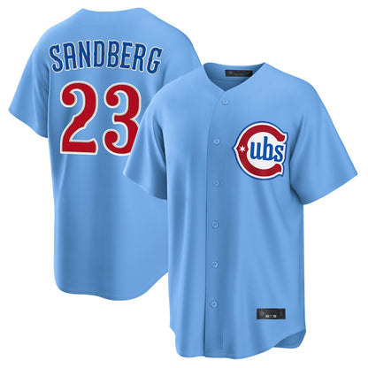 Chicago Cubs #23 Ryne Sandberg Player Light Blue MIKSHPS Home Game Stitched Jerseys