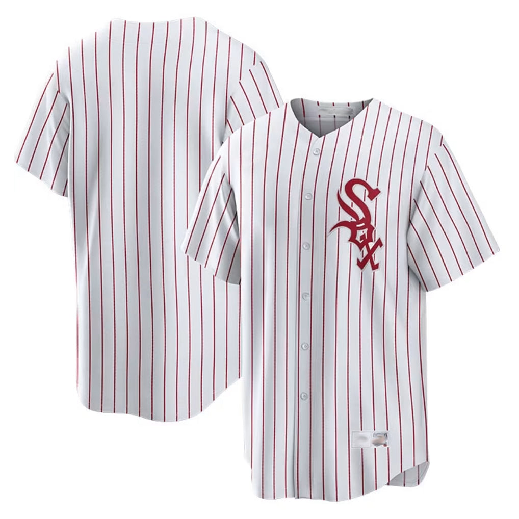 Chicago White Sox Blank Player Red MIKSHPS Stripe White Home Game Stitched Jerseys