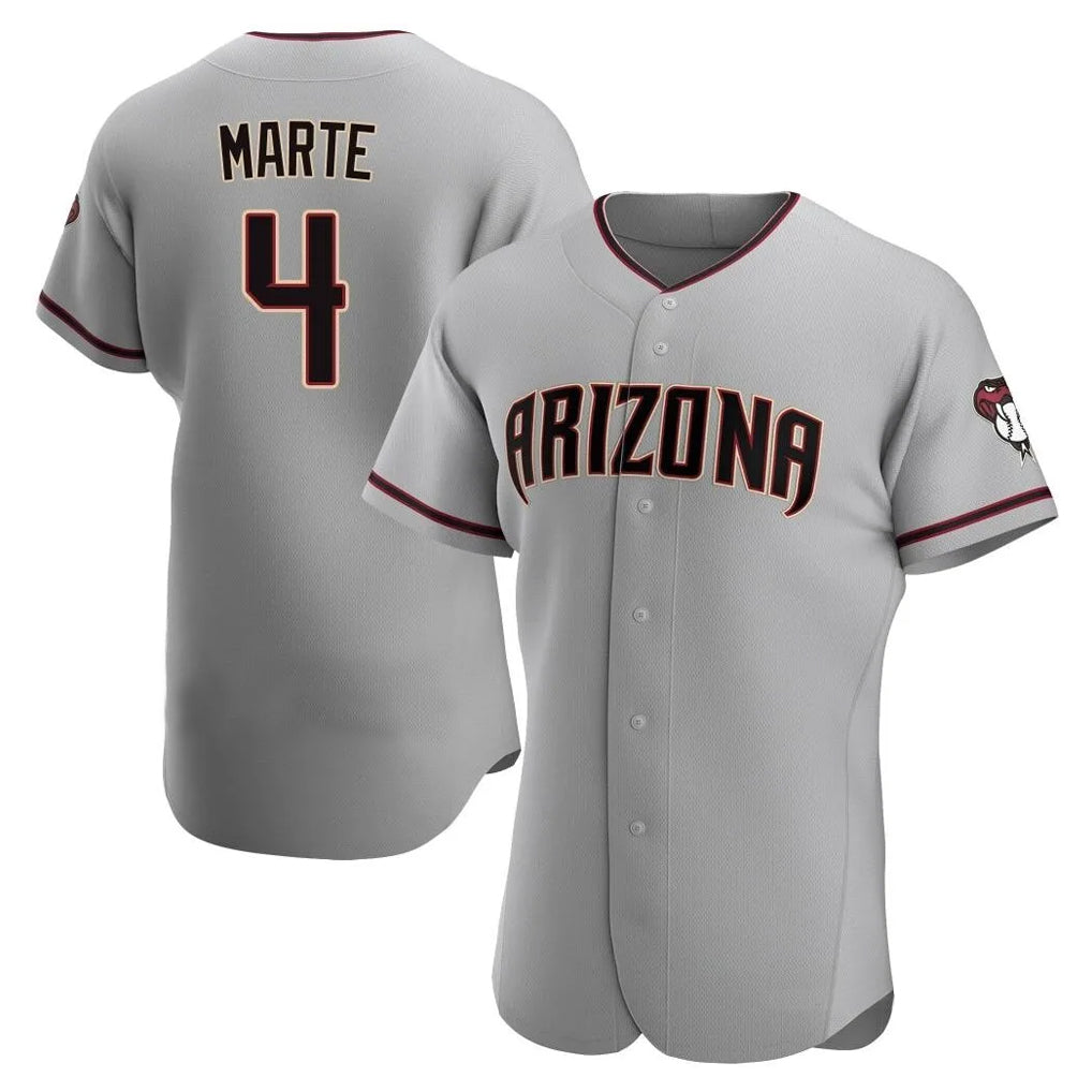 Arizona Diamondbacks #4 Ketel Marte Player Gray MIKSHPS Road Limited Elite Home Game Stitched Jerseys