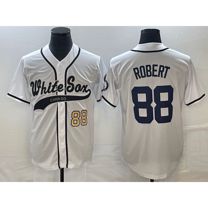 Chicago White Sox #88 Luis Robert Number White MIKSHPS Cool Base Stitched Jersey