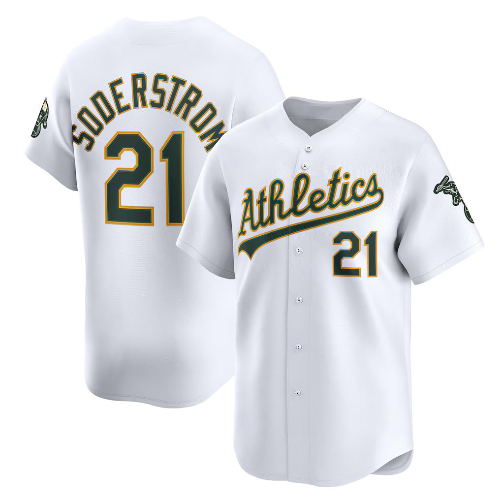 Oakland Athletics #21 Tyler Soderstrom White MIKSHPS Home Limited Player Jersey