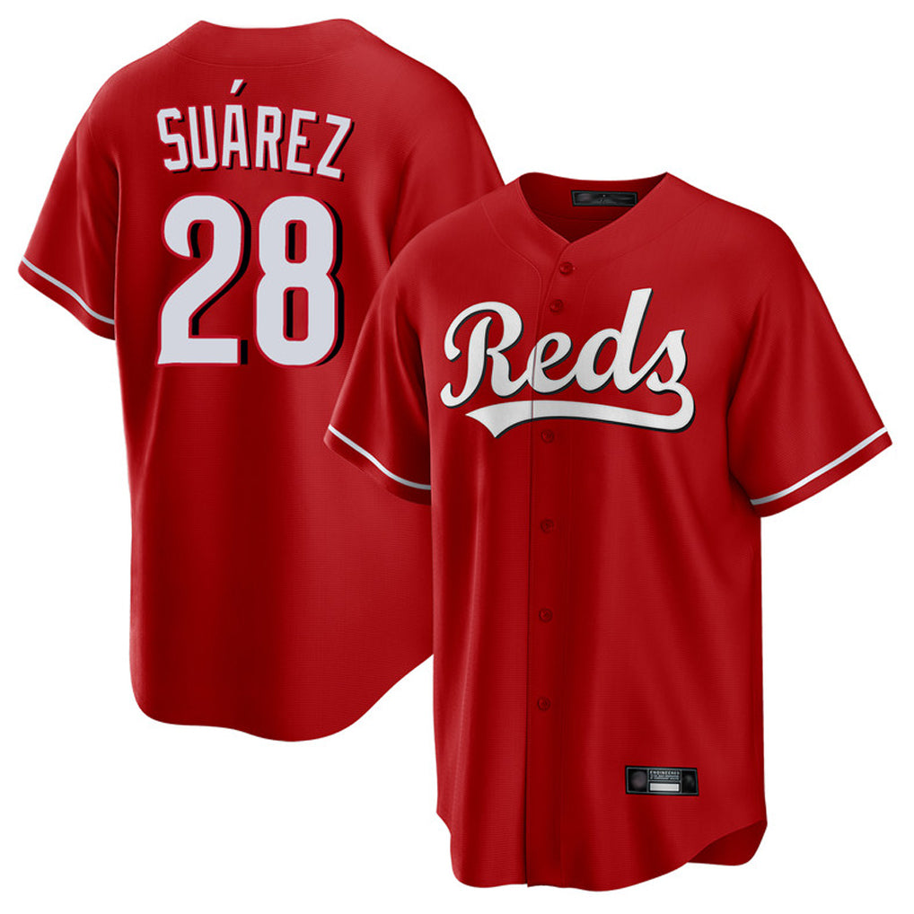 Cincinnati Reds #28 Eugenio Su¨¢rez Player Red MIKSHPS Home Game Stitched Jerseys