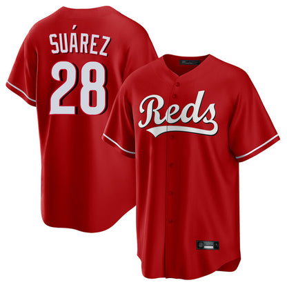 Cincinnati Reds #28 Eugenio Su¨¢rez Player Red MIKSHPS Home Game Stitched Jerseys