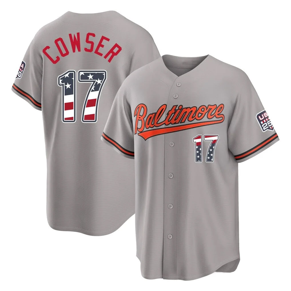 Baltimore Orioles #17 Colton Cowser Player Gray MIKSHPS USA 250 Fourth of July Home Game Stitched Jerseys