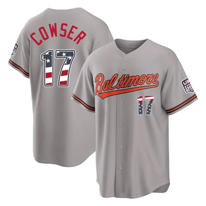 Baltimore Orioles #17 Colton Cowser Player Gray MIKSHPS USA 250 Fourth of July Home Game Stitched Jerseys