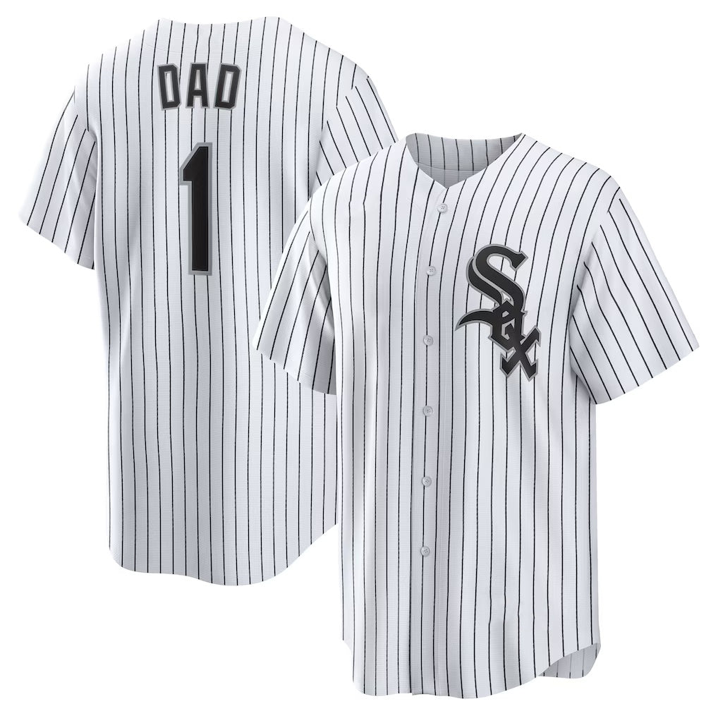 Chicago White Sox White MIKSHPS #1 Dad Home Replica Jersey