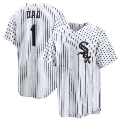 Chicago White Sox White MIKSHPS #1 Dad Home Replica Jersey