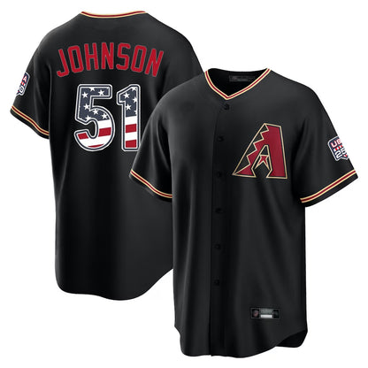Arizona Diamondbacks #51 Randy Johnson Player Black MIKSHPS USA 250 Fourth of July Game Home Stitched Jerseys