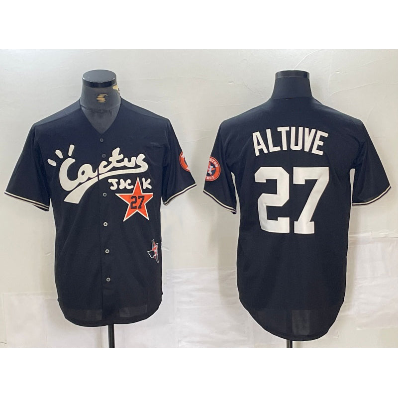 Houston Astros #27 Jose Altuve Black MIKSHPS Cactus Jack Cool Base Jersey