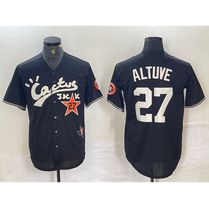 Houston Astros #27 Jose Altuve Black MIKSHPS Cactus Jack Cool Base Jersey