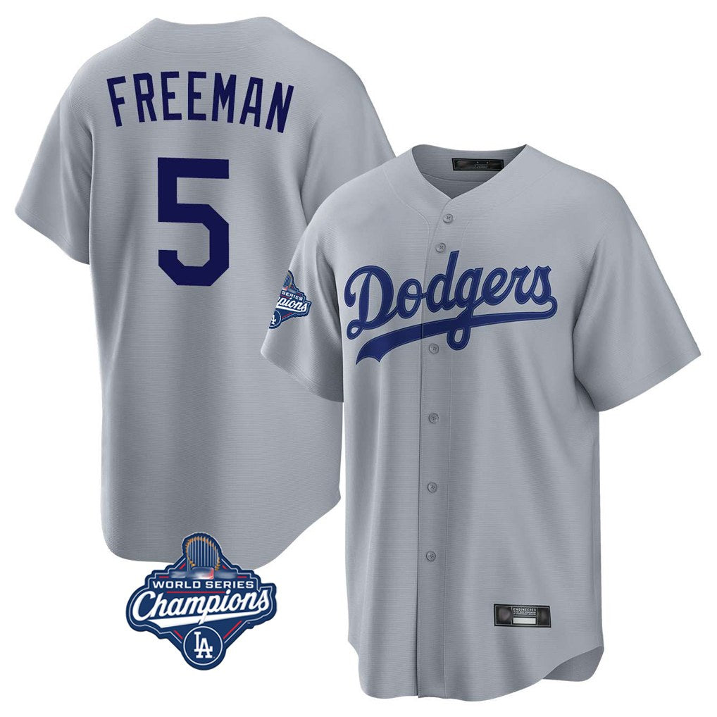 Los Angeles Dodgers #5 Freddie Freeman Player Gray MIKSHPS World Series Meet Game Stitched Jerseys