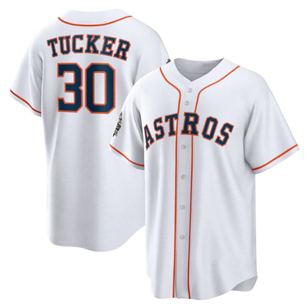 Houston Astros #30 Kyle Tucker White MIKSHPS 2022 World Series Home Stitched Jersey