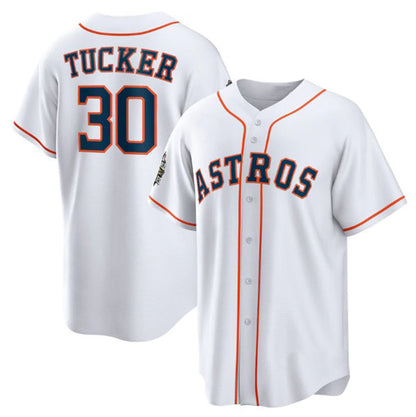 Houston Astros #30 Kyle Tucker White MIKSHPS 2022 World Series Home Stitched Jersey