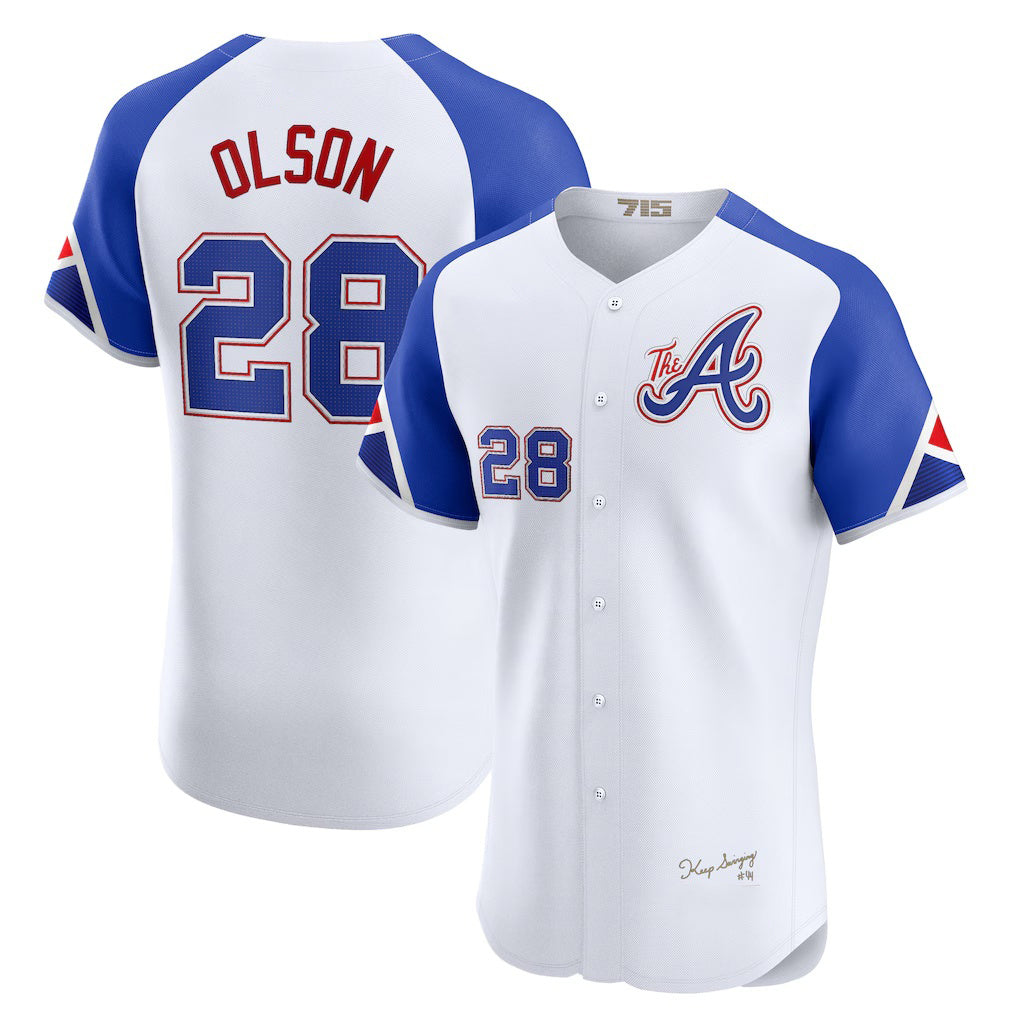 Atlanta Braves #28 Matt Olson White MIKSHPS City Connect Elite Jersey