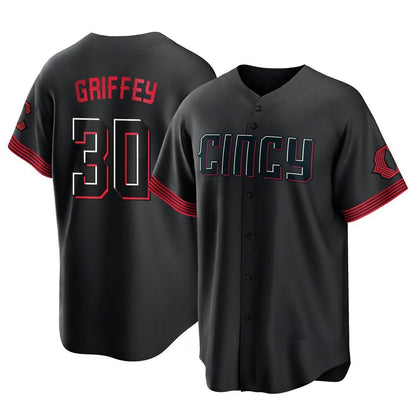 Cincinnati Reds #30 Ken Griffey Player Black MIKSHPS City Connect Home Game Stitched Jerseys