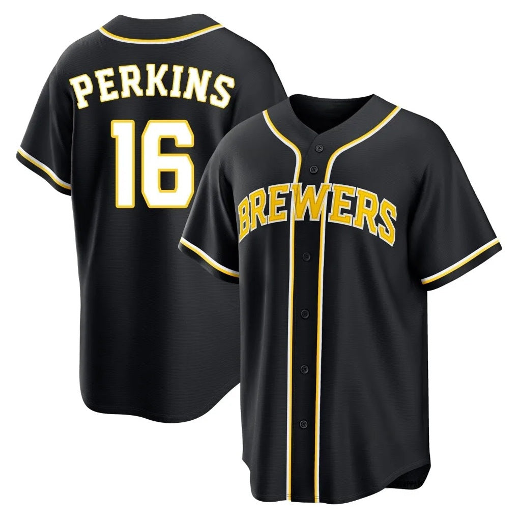 Milwaukee Brewers #16 Blake Perkins Player Black MIKSHPS Fashion Out Home Game Stitched Jerseys