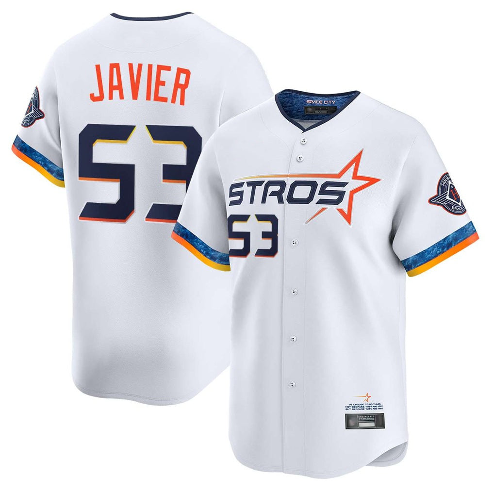 Houston Astros #53 Cristian Javier Player White MIKSHPS City Connect Limited Home Stitched Jerseys