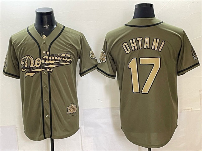Los Angeles Dodgers #17 Shohei Ohtani Olive MIKSHPS 2026 Armed Forces Day Stitched Jersey 2