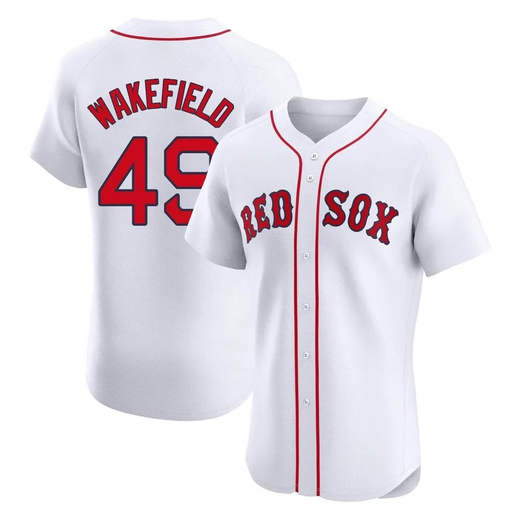 Boston Red Sox #49 Tim Wakefield Player White MIKSHPS Limited Elite Home Game Stitched Jerseys1