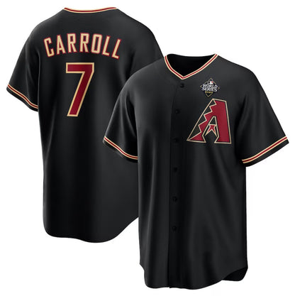 Arizona Diamondbacks #7 Corbin Carroll Black MIKSHPS 2023 World Series Cool Base Stitched Jersey