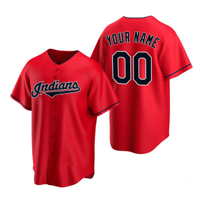 Custom Cleveland Indians Red MIKSHPS Stitched Cool Base Jersey