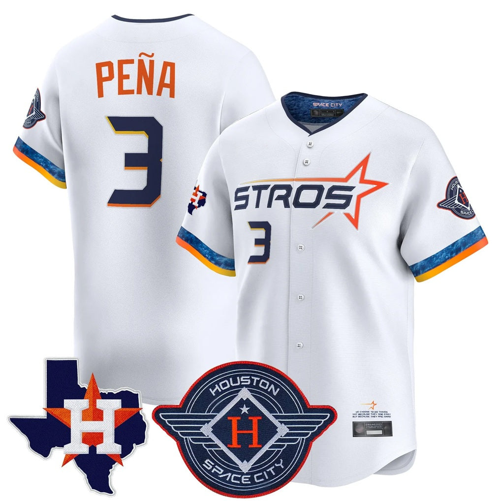 Houston Astros #3 Jeremy Pena Player White MIKSHPS City Connect Texas Patch Vapor Premier Limited Home Stitched Jerseys