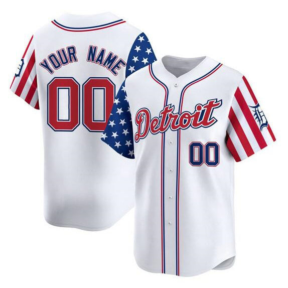 Custom Detroit Tigers ACTIVE PLAYER White MIKSHPS 2025 Independence Day Vapor Premier Limited Stitched Jersey