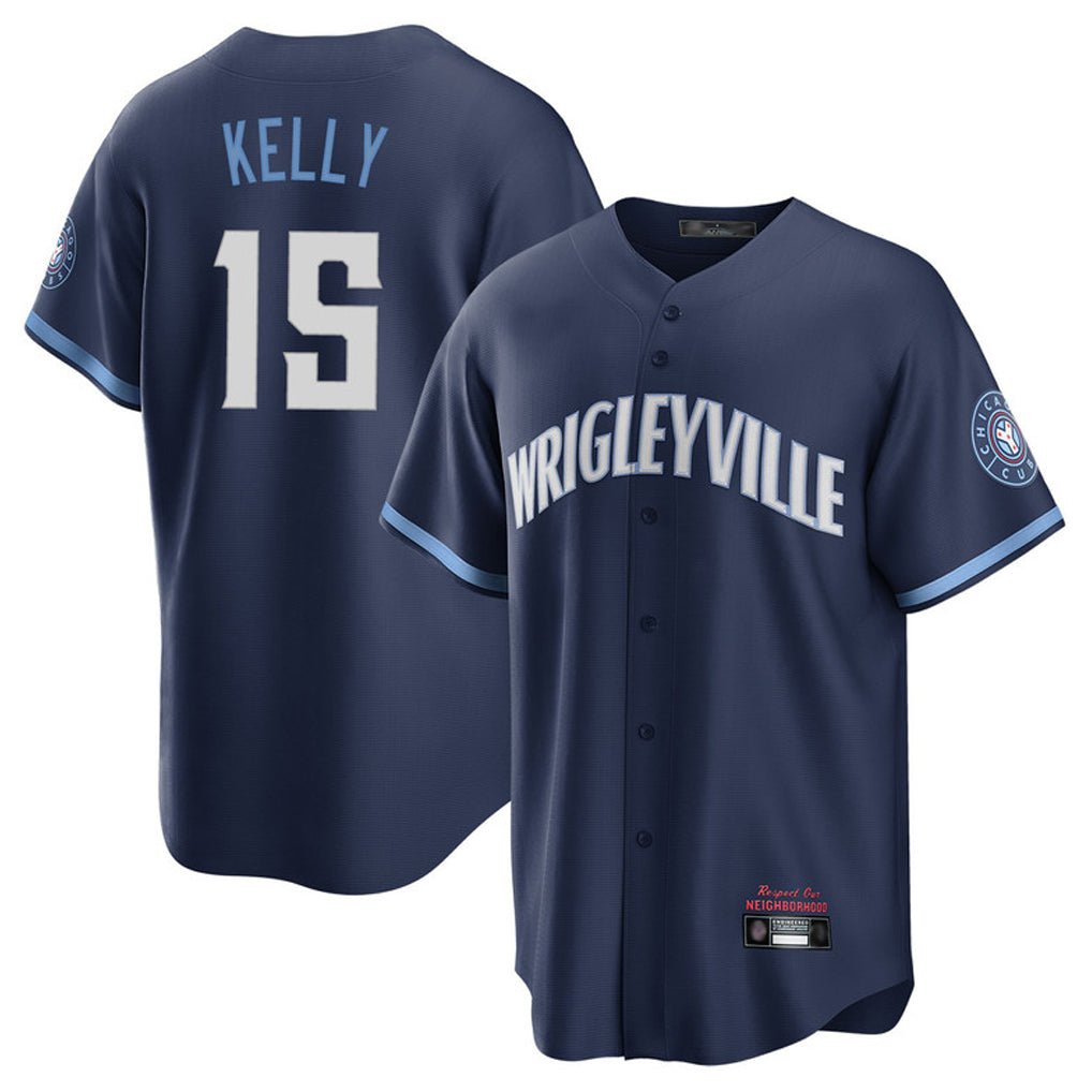 Chicago Cubs #15 Carson Kelly Player Navy MIKSHPS City Connect Home Game Stitched Jerseys