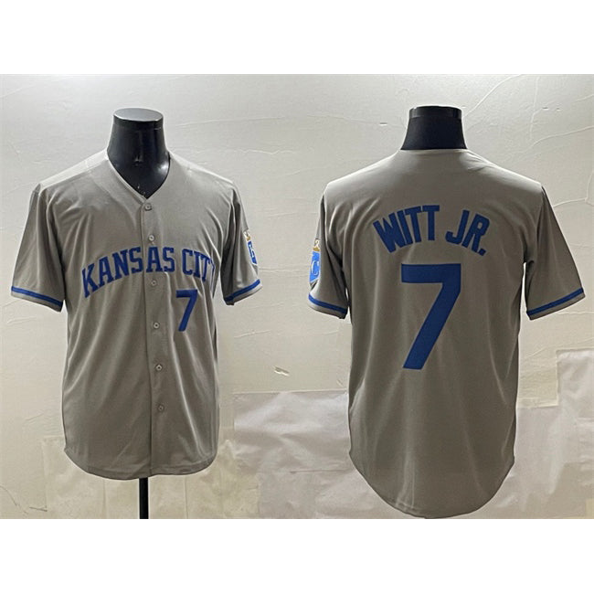 Kansas City Royals #7 Bobby Witt Jr. Gray MIKSHPS 2024 Away Limited Stitched Jersey