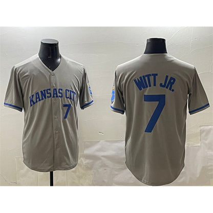 Kansas City Royals #7 Bobby Witt Jr. Gray MIKSHPS 2024 Away Limited Stitched Jersey
