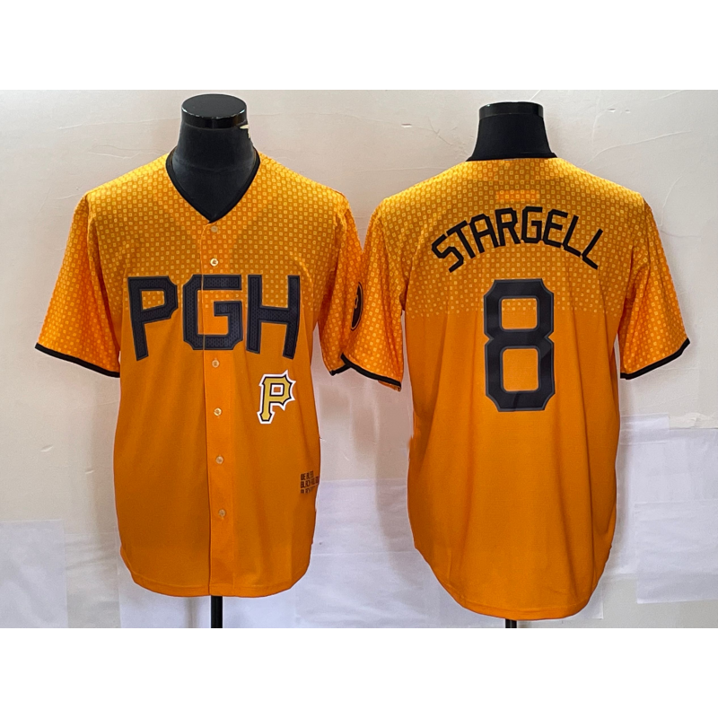 Pittsburgh Pirates #8 Willie Stargell Gold MIKSHPS 2023 City Connect Stitched Jersey 2