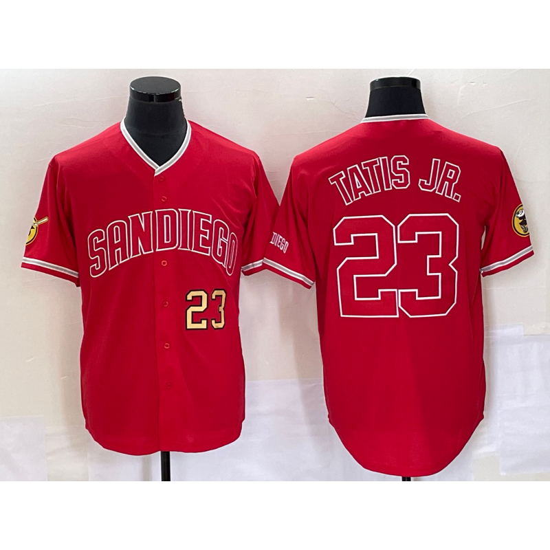 San Diego Padres #23 Fernando Tatis Jr Number Red MIKSHPS NEW 2023 Cool Base Stitched Jersey