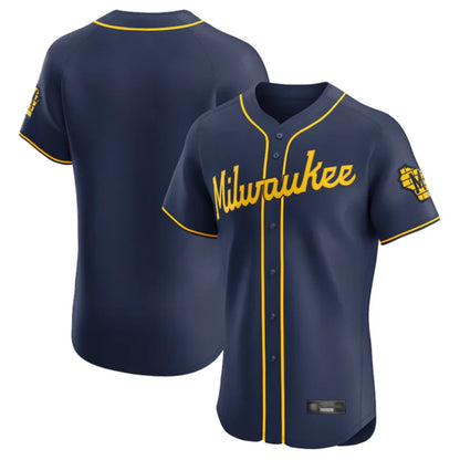 Milwaukee Brewers Blank Player Navy MIKSHPS Home Limited Elite Stitched Jerseys
