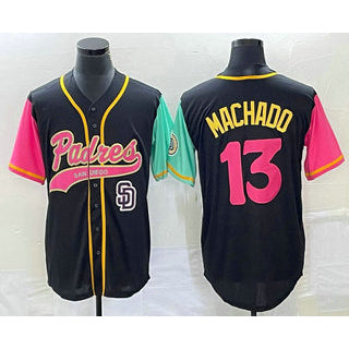 San Diego Padres #13 Manny Machado Black MIKSHPS NEW 2023 City Connect Cool Base Stitched Jersey 2