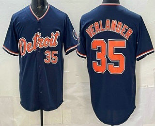 Detroit Tigers #35 Justin Verlander Navy MIKSHPS Limited Jersey