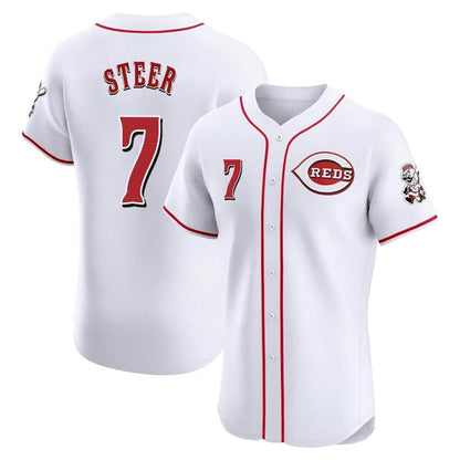 Cincinnati Reds #7 Spencer Steer Player White MIKSHPS Limited Elite Home Stitched Jerseys