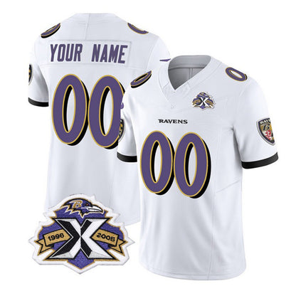 Custom B.Ravens Active Player White MIKSHPS 2023 F.U.S.E With Patch Throwback Vapor Limited Stitched Jersey