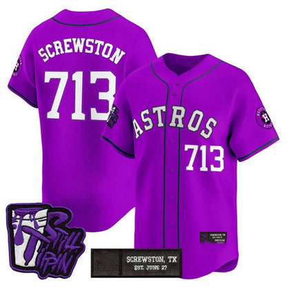 Houston Astros #713 DJ Screwston Still Tippin Purple MIKSHPS Patch Vapor Limited Stitched Jersey