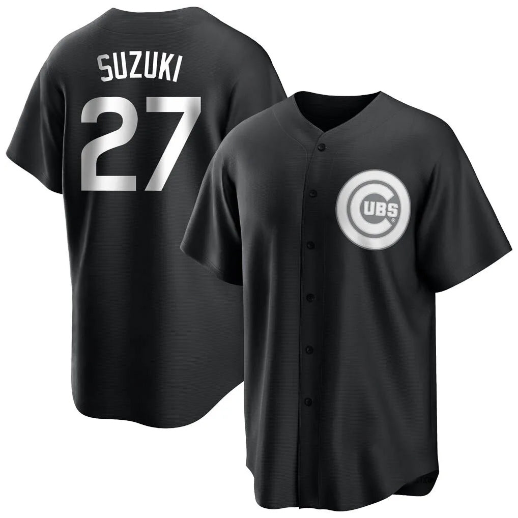 Chicago Cubs #27 Seiya Suzuki Player Black MIKSHPS Game Stitched Jerseys