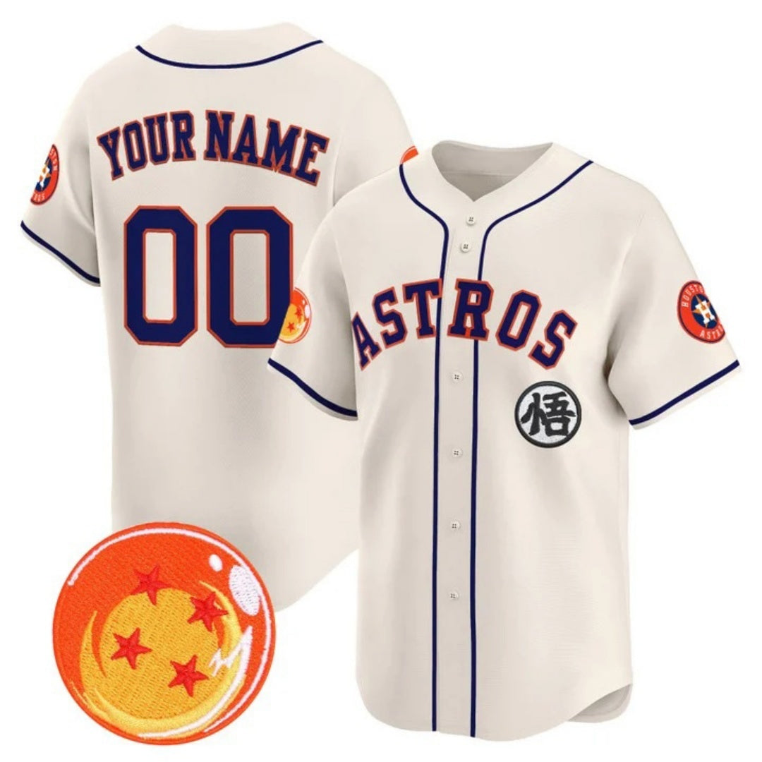 Custom Houston Astros x Dragon Ball Cream MIKSHPS Vapor Premier Limited Jersey - All Stitched