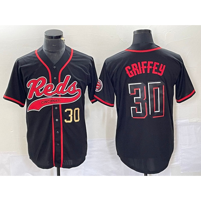 Cincinnati Reds #30 Ken Griffey Jr Number Black MIKSHPS 2023 City Connect Cool Base Stitched Jerseys