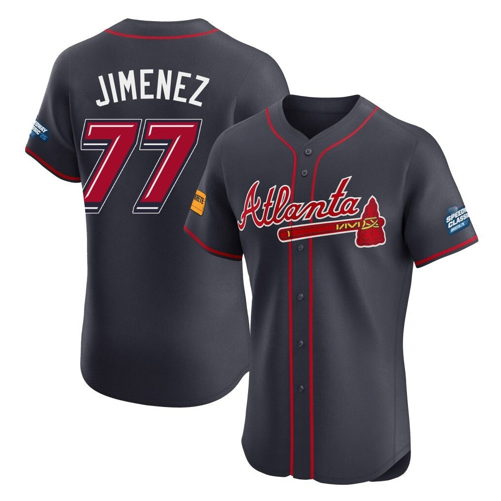 Atlanta Braves #77 Joe Jimenez Player Navy MIKSHPS 2025 Speedway Classic Limited Elite Home Game Stitched Jerseys