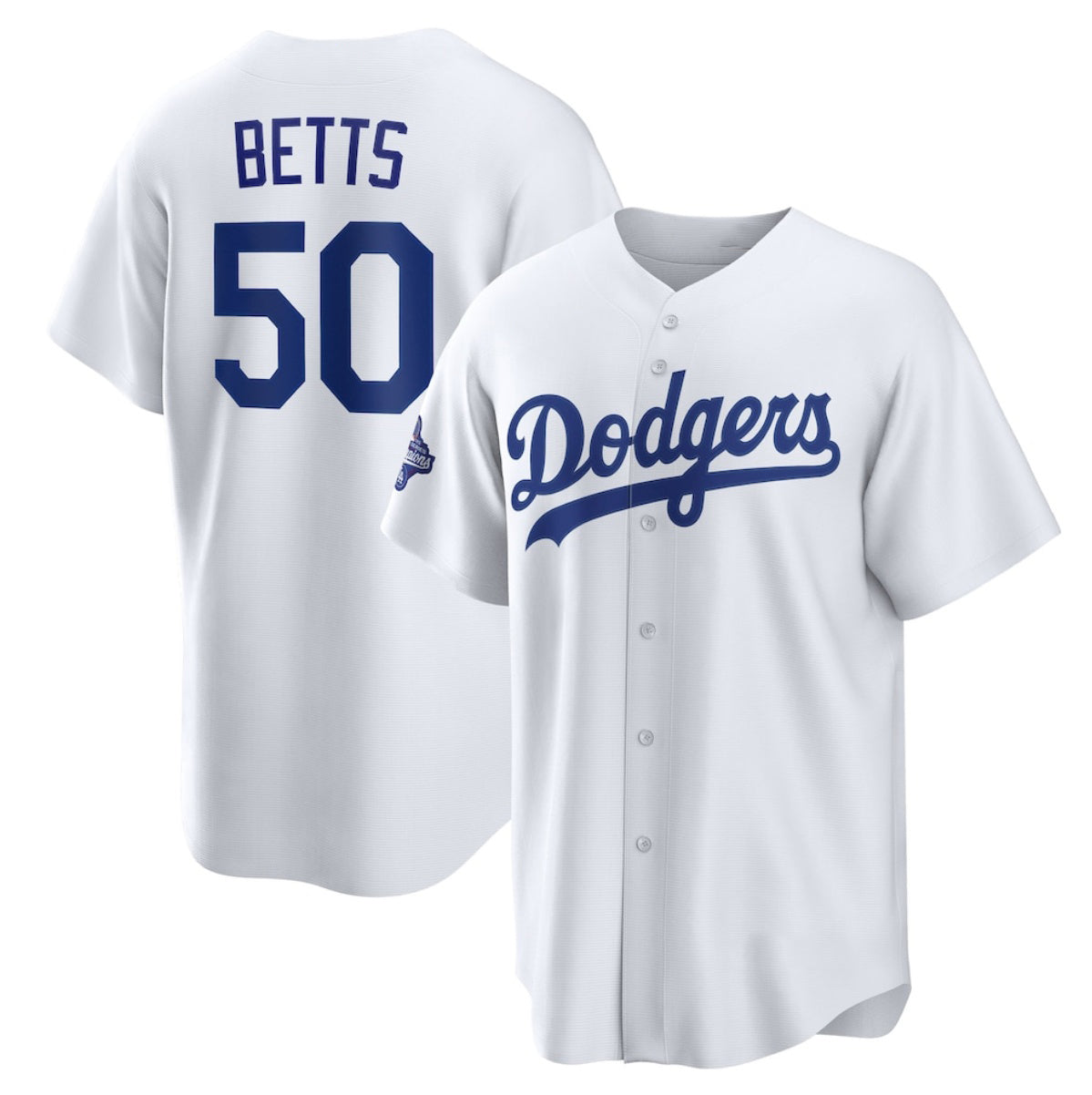 Los Angeles Dodgers #50 Mookie Betts White MIKSHPS 2025 World Series Champions Home Cool Base Stitched Jersey