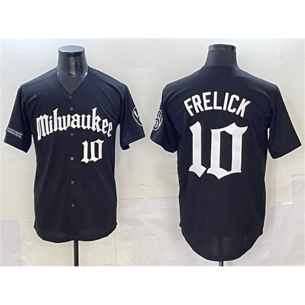 Milwaukee Brewers #10 Sal Frelick Black MIKSHPS 'Gothic 414 Shadows Edition' Vapor Premier Limited Stitched Jersey