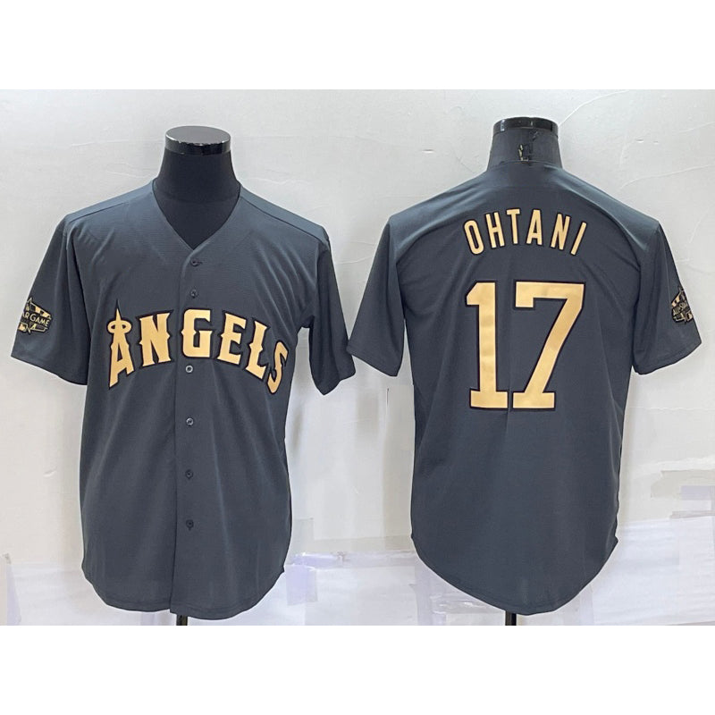 Los Angeles Angels #17 Shohei Ohtani Grey MIKSHPS 2022 All Star Stitched Cool Base Jersey