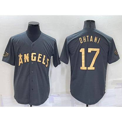 Los Angeles Angels #17 Shohei Ohtani Grey MIKSHPS 2022 All Star Stitched Cool Base Jersey