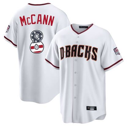 Arizona Diamondbacks #8 James McCann Player White MIKSHPS USA 250 Fourth of July Home Game Stitched Jerseys
