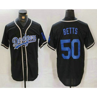 Los Angeles Dodgers #50 Mookie Betts Black MIKSHPS Cool Base With Patch Stitched Jersey